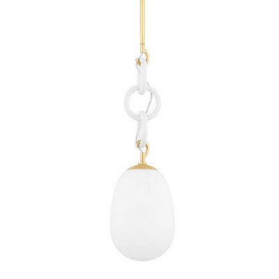 Mitzi Marina 1 - Light Pendant in  Aged Brass/Textured White Combo