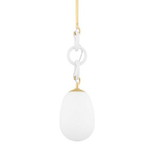 Mitzi Marina 1 - Light Pendant in  Aged Brass/Textured White Combo - 1 of 4