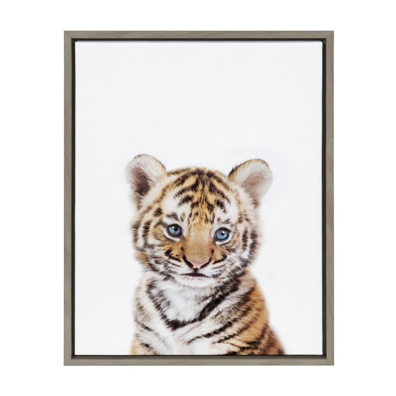 18" x 24" Sylvie Baby Tiger Framed Canvas by Amy Peterson - Kate & Laurel All Things Decor, 1 of 6