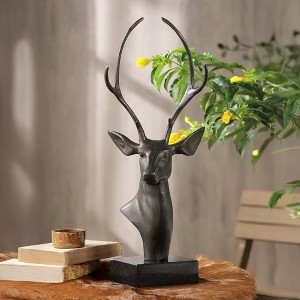 SPI Home Deer Bust on Base – 23” Tall Aluminum Wildlife Sculpture, Rustic Lodge Décor, Freestanding Nature-Inspired Accent - 1 of 4