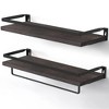MOEPISY 2 Piece Wall Shelves for Bathroom, Kitchen, Bedroom, Bathroom Shelf with Towel Bar Dark Brown - 2 of 4