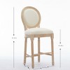 DSVIMOY Counter and Bar Stool Set of 2 Classic French Country Solid Wood Upholstered Design for Dining, Beige, 43.7"*11.61"*17.72" - 3 of 4