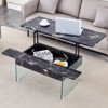 FONTOI Multifunctional Lift Top Coffee Tables with Marble Pattern&Glass Legs&Non-Slip Feet for Living Room Bedroom Office, Black, 23.6"*16.3"*43.4" - 4 of 4