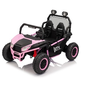 24V Kids Ride On Utv,2-Seater 4WD Electric Truck with Sun Shade, Remote Control, Led Lights, 4 Shock Absorbers - 1 of 1