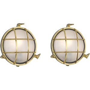 Possini Euro Design Possini Euro Anjali 10" High Brass Bulkhead Wall Sconce Set of 2 - 1 of 4