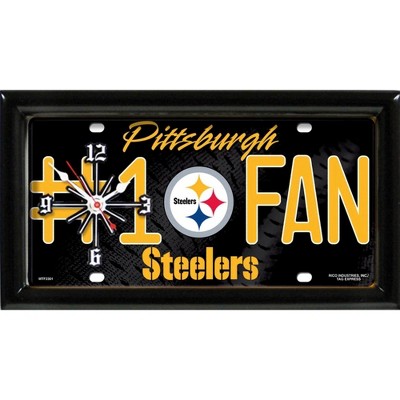 NFL Wall/Desk Analog Clock, #1 Fan with Team Logo - Pittsburgh Steelers