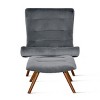 Jupiter 33.5" High Back Wide Upholstered Performance Velvet Lounge Chair Chaise and Ottoman Foot Rest Set-Maison Boucle - 4 of 4
