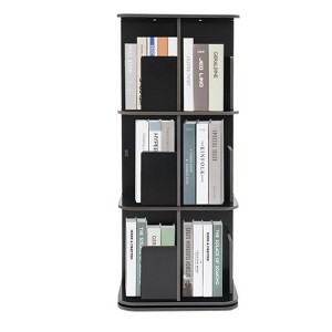 YIYIBYUS 360° Rotating Bookshelf 3 Tier Standing Bookcase Small Corner Bookcase Black - 1 of 4