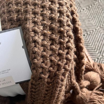 Knit Throw With Pom Tassels Throw Blanket Cream Threshold