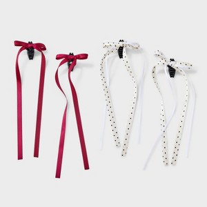 Mini Bow on Salon Hair Clip Set 4pc - Wild Fable™ Red/Polka Dot - 1 of 2