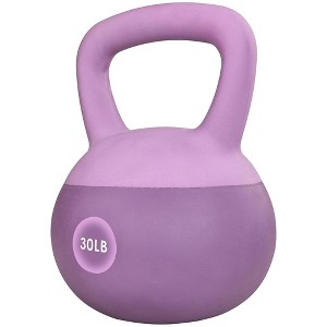 Fitvids Soft Kettlebell Ergonomic Grip, Iron & Sand Filled, 30 Pounds, Purple - 1 of 4