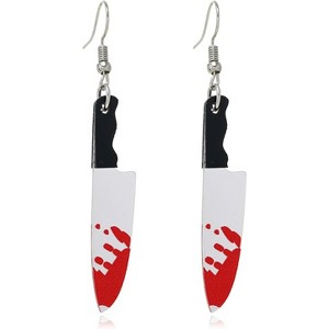 Punk Flame Circle Earrings - Gothic Black Fire Acrylic Geometric Drop Dangle Jewelry for Women, Creative Vintage Cosplay & Halloween Party - 1 of 4