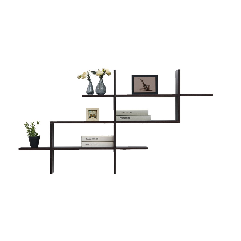 Photos - Kids Furniture 3 Tier Floating Ladder Accent Shelf Walnut - Danya B