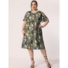 Agnes Orinda Women's Plus Size Regular Fit Elegant Short Sleeve Floral Pattern A Line Dresses - 3 of 4
