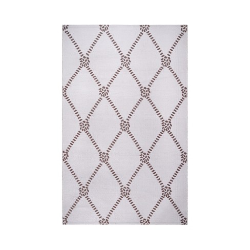 Modern Coastal Diamond Lattice Indoor Outdoor Area Rug, 6'x9', Ivory - Blue  Nile Mills : Target