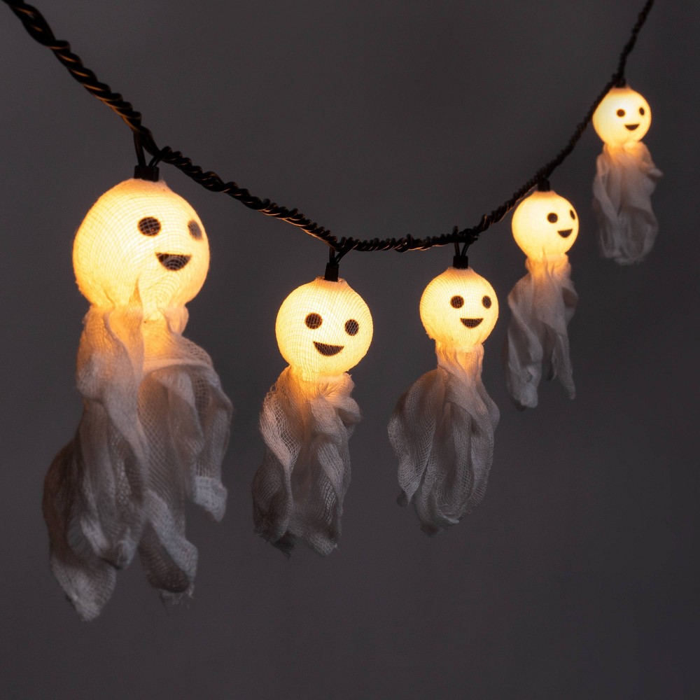 Halloween 10ct Incandescent Fabric Ghost Halloween String Lights - Hyde & EEK! Boutique