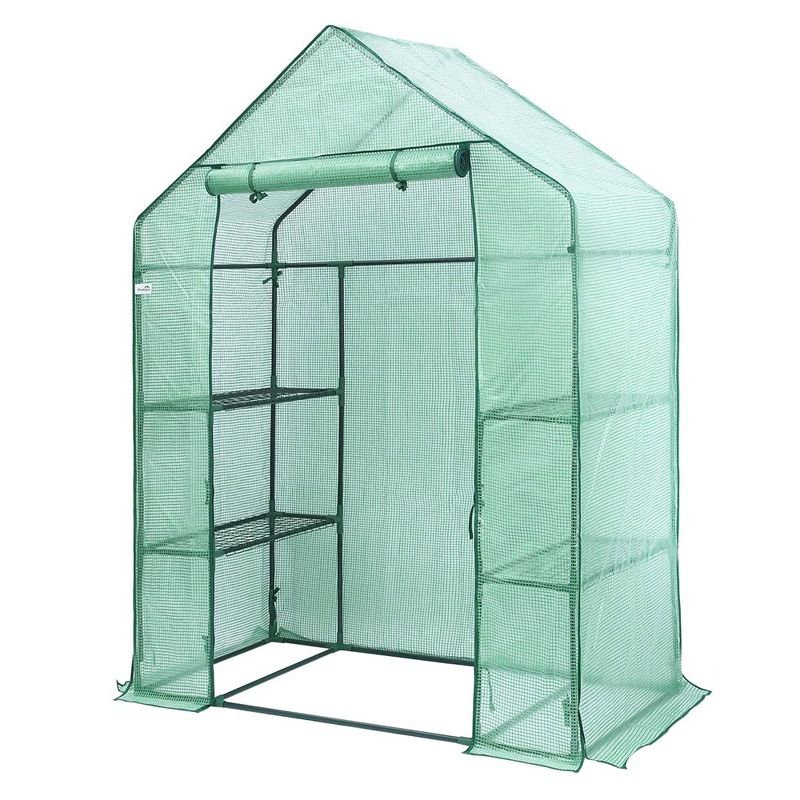 Hanience Walk-in Outdoor/Indoor Covered Portable Plant Greenhouse for Gardens, Patios, and Yards with 4 Wired Shelves, and Roll-Up Zippered Door,, 1 of 7