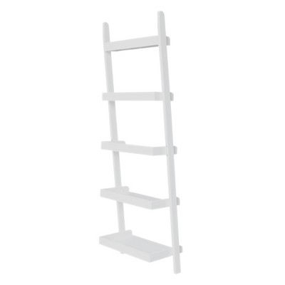 '72.25'' 5 Tier Solid Wood Leaning Bookcase White - International Concepts'