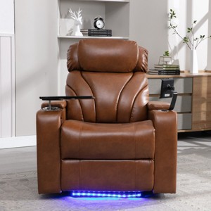 Power Motion Recliner Chair Armchair With Bluetooth Speaker,USB Ports,Cupholder,LED Light,Rotating Coffee Table,Phone Holder-Cuddlewood - 1 of 4