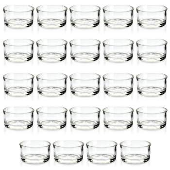 Juvale 24 Pack Clear Glass Short Tealight Candle Holders for Table Centerpieces, Wedding Receptions, Party Decorations, Restaurant Tables, 1 x 2 In