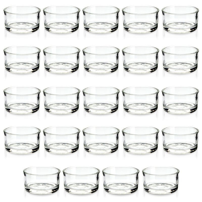 Juvale 24 Pack Clear Glass Short Tealight Candle Holders for Table Centerpieces, Wedding Receptions, Party Decorations, Restaurant Tables, 1 x 2 In, 1 of 10