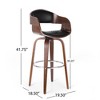 DSVIMOY Counter and Bar Stool Swivel Mid Century Modern Design with Walnut Frame and Footrest for Bar, Black, 28.5"*21.25"*16.75" - 3 of 4