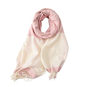 Anna-Kaci Women's Striped Scarf with Soft Cozy Fabric Two-Tone Design and Fringe Trim Detailing - 1 of 3