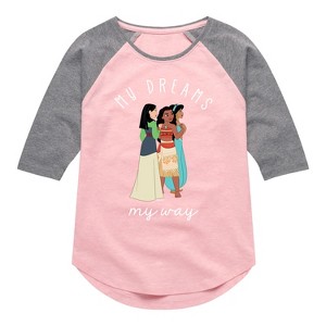 Girls' - Disney Princess - My Dreams My Way Shirt Tail Raglan Graphic T-shirt - 1 of 4