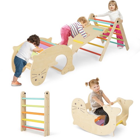 Costway 7 in 1 Indoor Climbing Toys For Toddlers W Reversible Ramp Sea Lion Rocker Natural multi colored Target