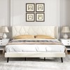 Whizmax Full Size Bed Frame, Wood Slat Support Bed Frame with Wingback Velvet Upholstered Platform Bed Frame No Box Spring, Cream - 2 of 4