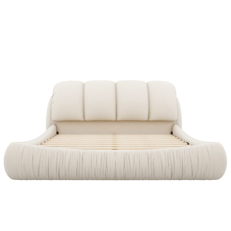 Queen Size Luxury Velvet Upholstered Bed With Headboard and Oversized Padded Backrest 4A - ModernLuxe, 5 of 11