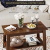 Modern Farmhouse Coffee Table with Storage Shelf, 2-Tier Rectangular Center Table - 4 of 4