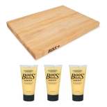 John Boos Maple Wood Edge Grain Reversible Cutting Board 20 x 15 x 1.5 Inches and Block Wooden Butcher Board Natural Moisture Cream, 5 Oz (3 Pack)