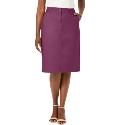 Jessica London Women's Plus Size Stretch Cotton Chino Skirt - Straight Cut, 25" Length
