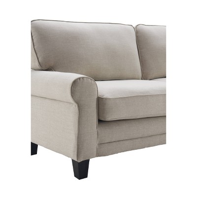 Copenhagen Light Gray 78" Microfiber Sofa with Rounded Arms and Removable Cushions