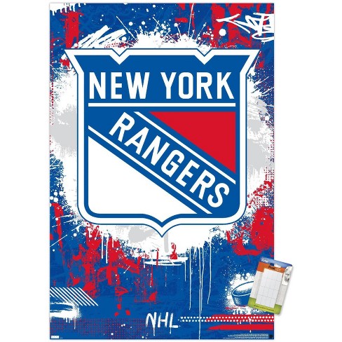 Trends International NHL New York Rangers - Maximalist Logo 23 Unframed  Wall Poster Print White Mounts Bundle 22.375 x 34