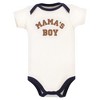 Hudson Baby Infant Boy Cotton Bodysuit, Pant and Shoe Set, Brown Navy Mamas Boy - 4 of 4