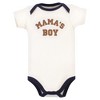 Hudson Baby Infant Boy Cotton Bodysuit, Pant and Shoe Set, Brown Navy Mamas Boy - image 4 of 4