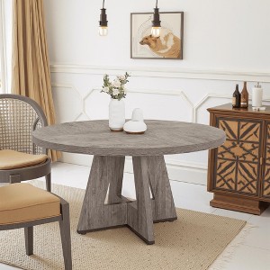 MAYEERTY Round Dining Table for 4, 47" Wooden Kitchen Table Farmhouse Dinner Table - 1 of 4