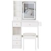 PAGED 29.2" Left Drawer Vanity Desk Makeup Table with Sliding Mirror, Cushioned Stool for Bedroom, Living Room - 4 of 4