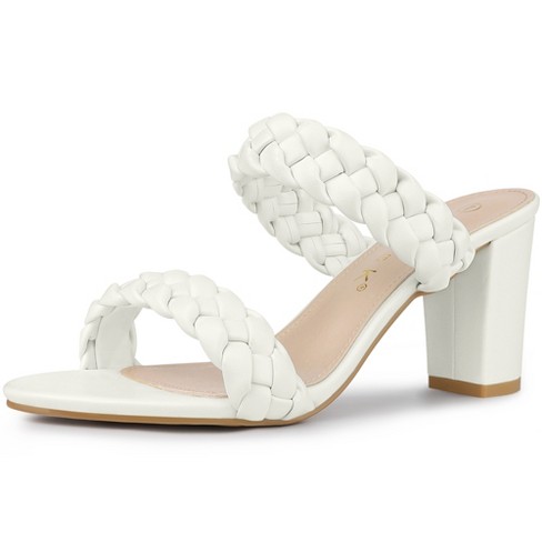 White slide hot sale on heels