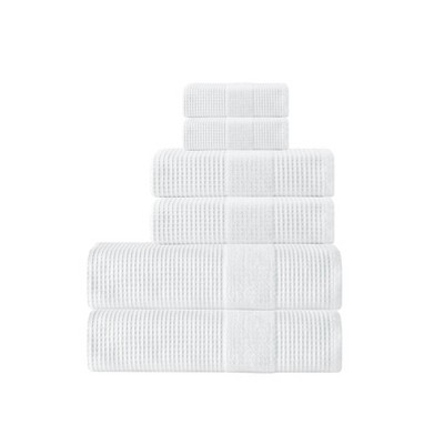 6pc Ria Turkish Cotton Bath Towel Set White - Enchante Home