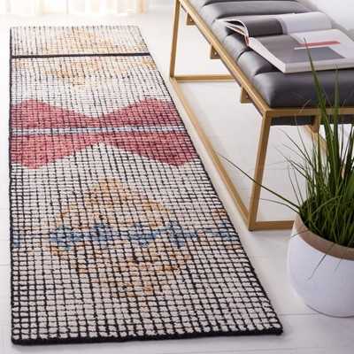 Ivory and Gold Abstract Hand-Tufted Wool Runner Rug
