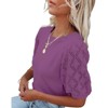 Womens Short Sleeve Lightweight Sweaters Crewneck Knit Pullover Tops with Crochet Sleeve Casual Crochet Blouse Shirt for Spring, Summer - 3 of 4