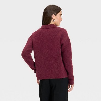 Women's Cozy Knit Polo Sweater - A New Day