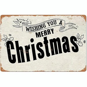 Lomsoe Merry Christmas Holiday Sign Christmas Decorations Rustic Aluminum Wall Art Christmas Metal Tin Sign Christmas Gift 8x12in - 1 of 1