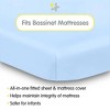 BreathableBaby All-in-One Fitted Sheet & Waterproof Cover, For 33" x 15" Bassinet Mattress (2-Pack), Light Blue - 2 of 4