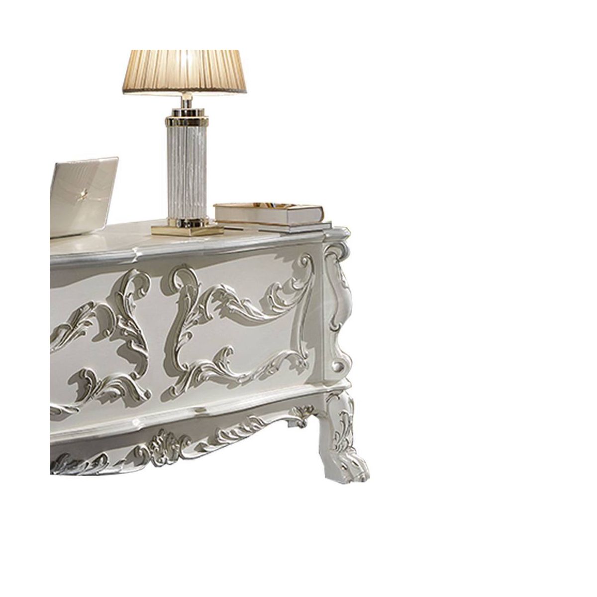 Acme Furniture 31" Dresden Desks Bone White Finish : Wood Composite, Open Storage Shelf, No Tools Assembly - thumbnail 3