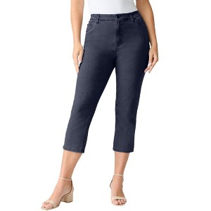 Roaman's Tall Plus Size Classic Stretch Capri Jean - 1 of 4