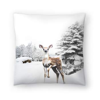 Spotted Deer In The Winter Forest By Tanya Shumkina Throw Pillow - Americanflat Animal Botanical